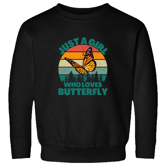 Distressed Just A Girl Who Loves Monarch Butterfly Vintage Sweatshirts