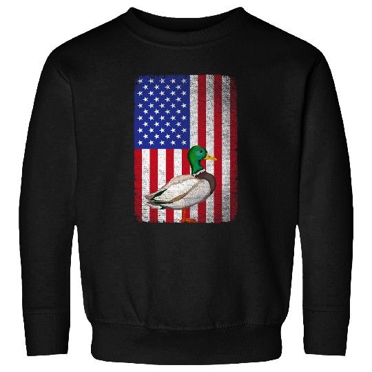 Patriotic Duck Hunting Waterfowl American Flag For Hunter Sweatshirts