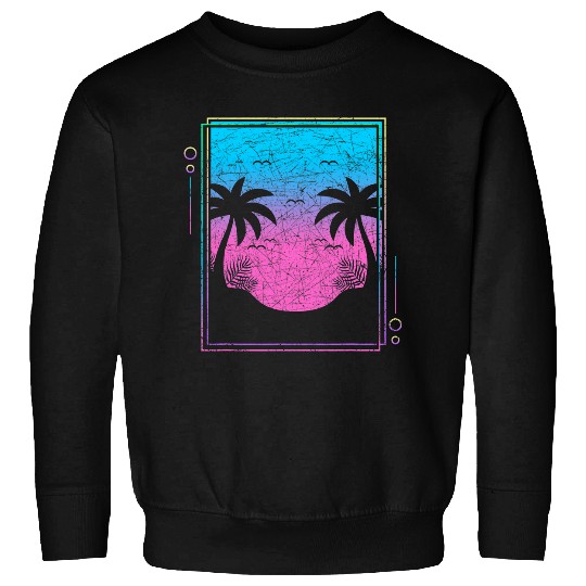80s Music Vaporwave Aesthetic Palm Trees Sunrise Vaporwave Sweatshirts