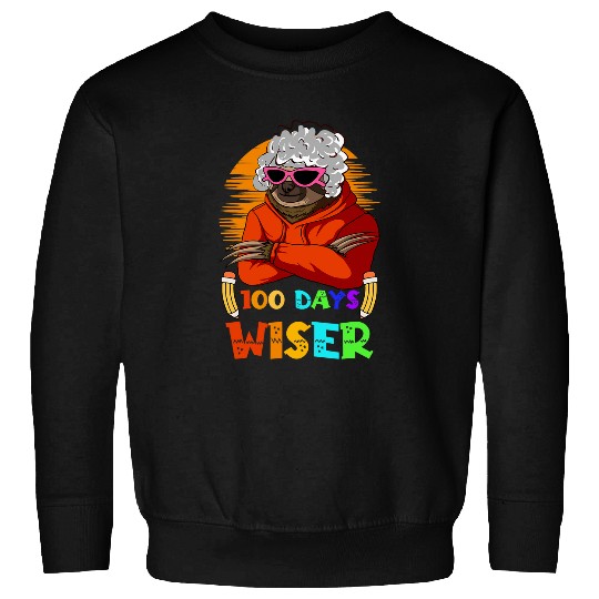 Sloth Pet 100 Days Wiser Of School 100 Year Old Lady Sloth Lover Sweatshirts