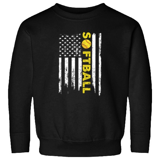 American Flag Softball Team vintages Softball Sport Lover Sweatshirts