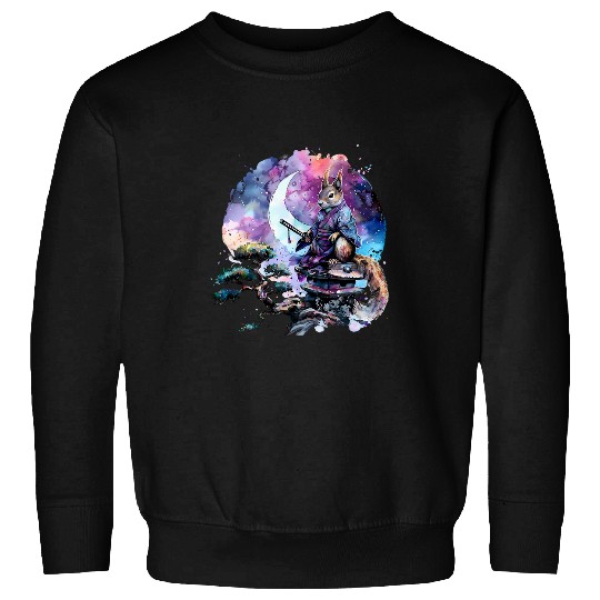 Squirrel Pet Samurai Squirrel Moon Artwork Japanese Squirrel Lover Sweatshirts