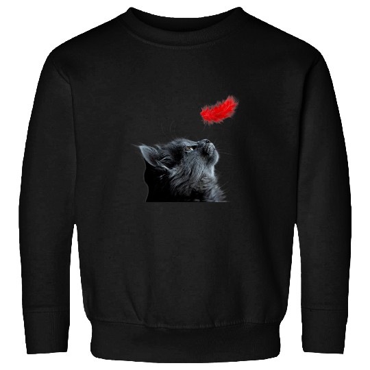 Adorable Cat and Feather Print for Pet Cat Lover Cat Mom Dad Sweatshirts