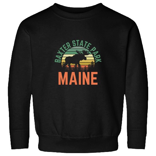 Lacrosse Gift Baxter State Park Maine Moose Hiking Retro Sunset Sweatshirts