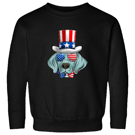 American Flag Weimaraner Dog   Patriotic 4th Of July Men Sweatshirts