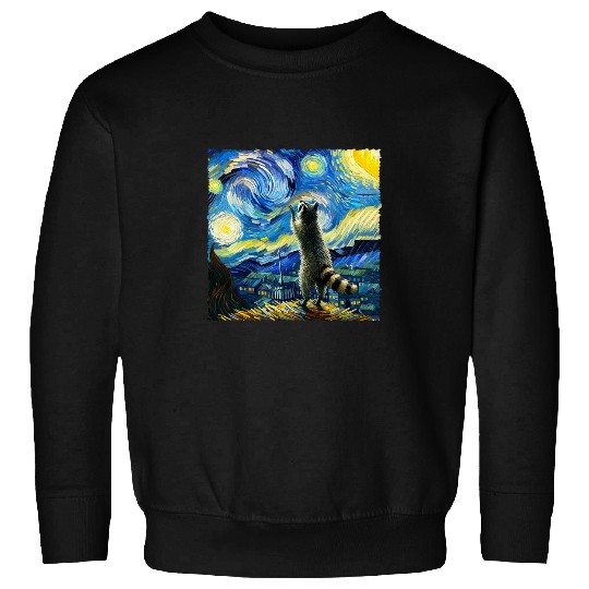 Raccoon Pet Starry Night Classic Raccoons Howling At The Moons Sweatshirts