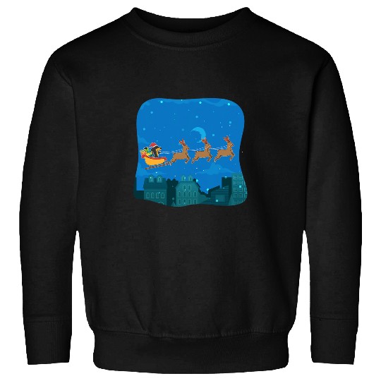 Christmas Dachshund Wiener Dog Sled Santa Hat Cute Funny Sweatshirts