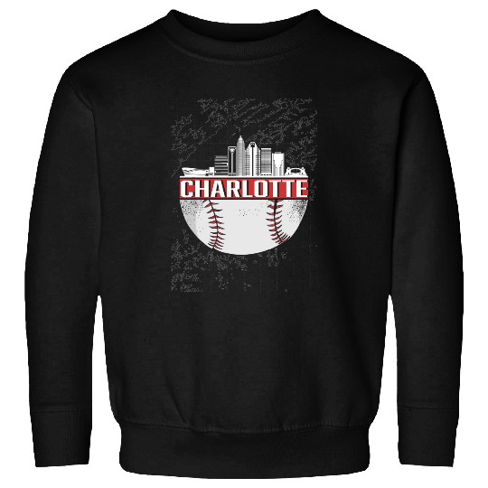 charlotte Mens City Classic Baseball Cityscape Skyline Sweatshirts