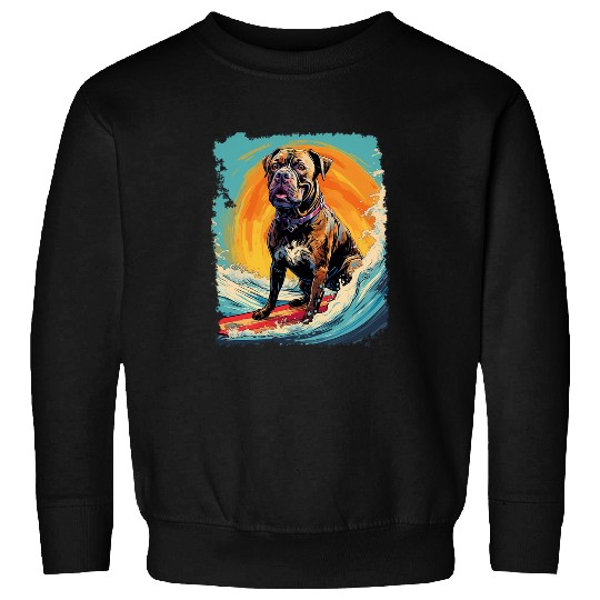 Pop Art Dog Surf Cane Corso Paddle Board Sweatshirts