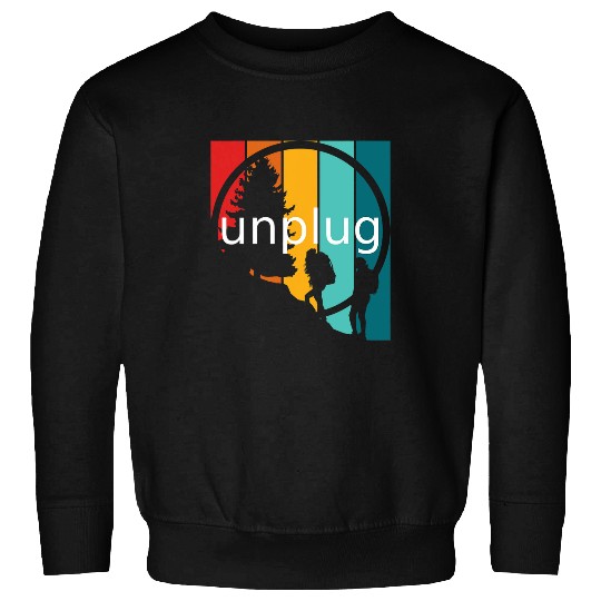 Unplug On The Trail Backpacking Hiking Retro Sweatshirts