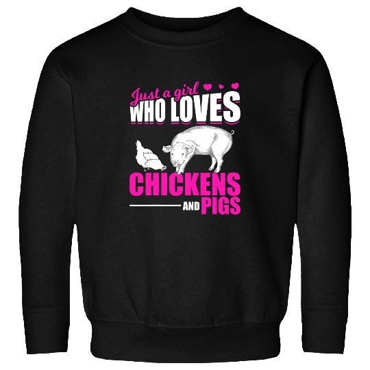 Chicken Lover Farm Animal Lover Girls Farmer Women Farming Pig Chicken Sweatshirts