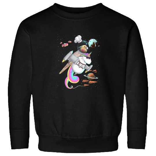 Cockatiel Parrot Riding Unicorns Food Space Party Planet Bird 21 Sweatshirts