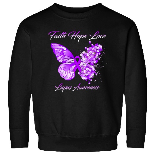 Butterfly Faith Hope Love Lupus Awareness Sweatshirts