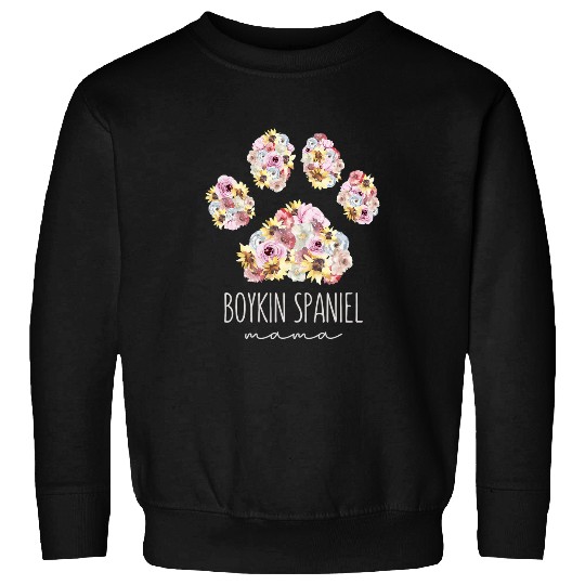 Boykin Spaniel Mama Floral Paw Dog Mom Sweatshirts