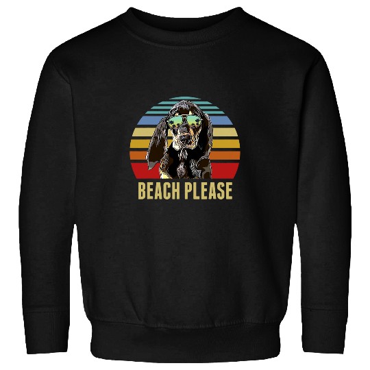 Beach Please Black and Tan Coonhound Dog Funny Summer Sweatshirts