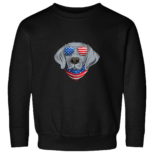 American Flag Weimaraner   Patriotic Fourth Of July Dog Sweatshirts