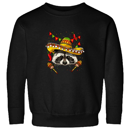 Raccoon Pet Mexico Cinco de Mayo Raccoon Sombrero Mexican Party Animal Sweatshirts