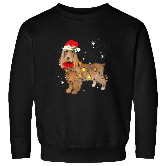 field spaniel dog christmas light xmass mom dad s Sweatshirts