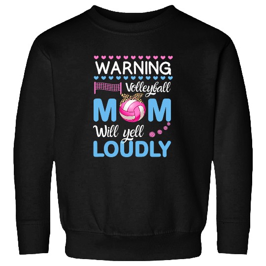 Cute Volleyballs For Women Leopard Cool Volleyball Mom Sweatshirts