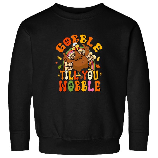 Lacrosse Gift Gobble Till You Wobble Family Thanksgiving Turkey Sweatshirts