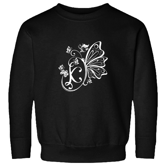 Butterfly Grunge Fairycore Aesthetic Letter K Monogram Goth Sweatshirts