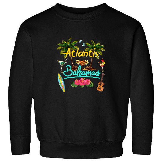 Surf Life Atlantis Bahamas Beach Summer Palm Surf Sun set Palm Trees Sweatshirts