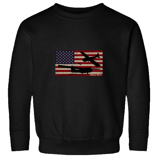 Waco CG4 WW2 Military Glider American Flag Sweatshirts