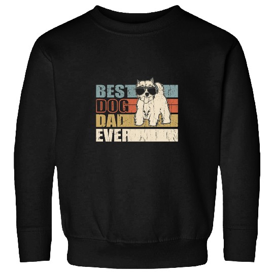 bests Dog Dad Ever funny glasses Westie retro Sweatshirts