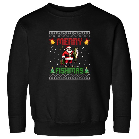Merry Fishmas Santa Fishing Christmas Ugly Christmas Pajama 1 Sweatshirts
