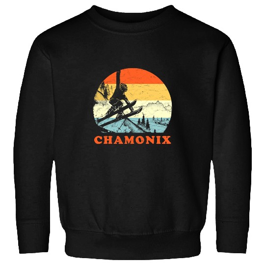Skiing Ski Chamonix France vintages Snow Skiing Vacation Sweatshirts