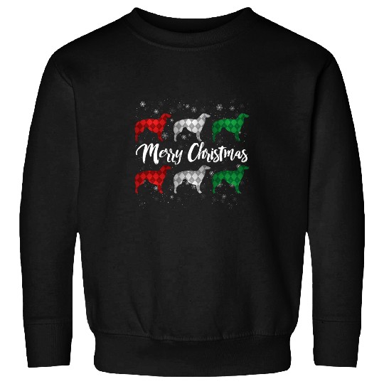 Borzoi Merry Christmas Argyle Dog Sweatshirts