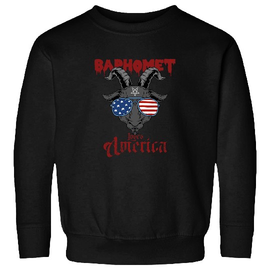 Goats Lover Baphomet loves America Gothic Satanic Goats Goth Sweatshirts