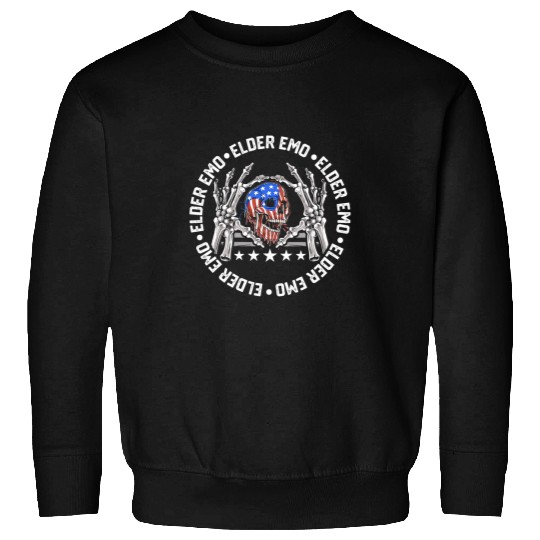 Skeletons Skulls American Flag Elder Emo Skull Sweatshirts