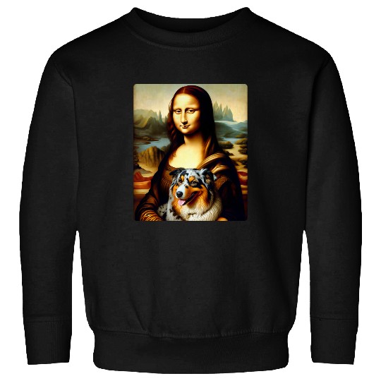 Mona Lisa Australian Shepherd Twist Artistic Dog Portrait 1 Sweatshirts