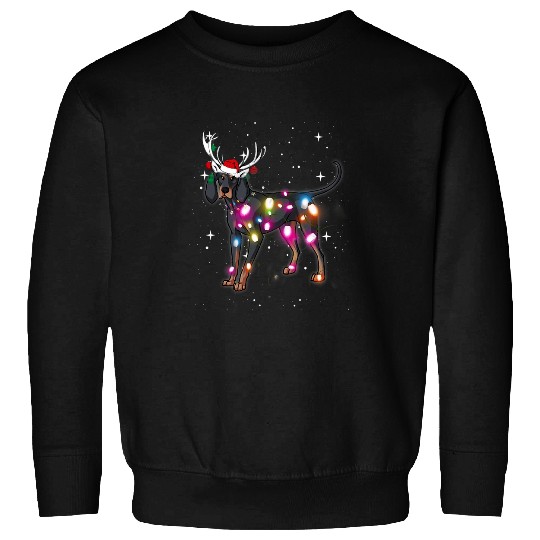 Christmas Lights Black And Tan Coonhound Dog Sweatshirts