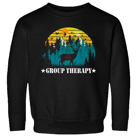 This Is What I Call Group Therapy Funny Retro Hunting Deer Sweatshirts