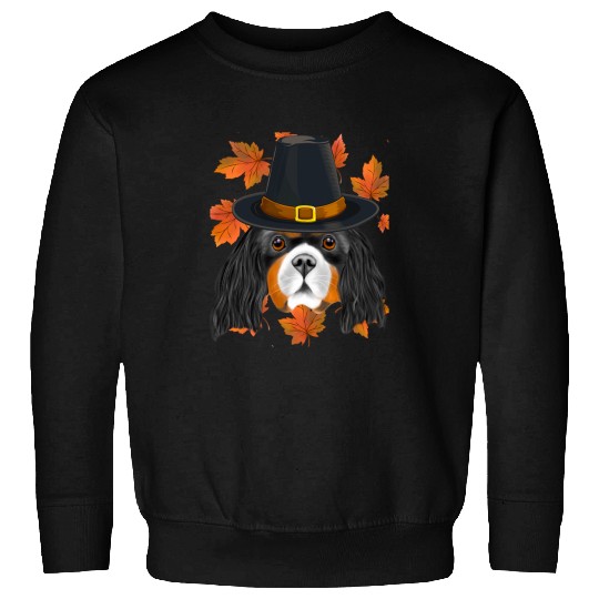 Fall Cavalier King Charles Spaniel Pilgrim Thanksgiving Sweatshirts