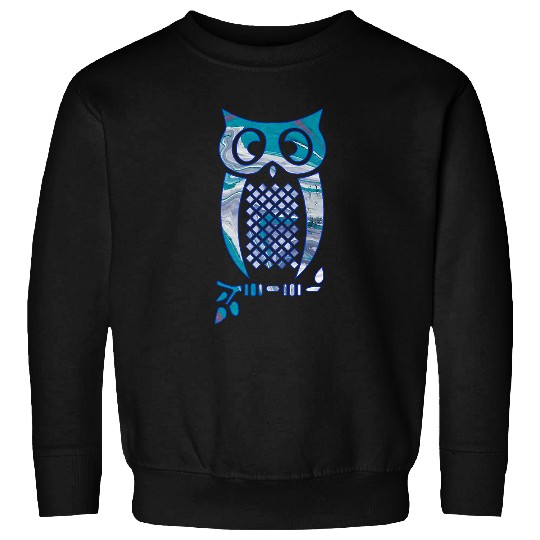 Owl Pet Turquoise Lavender Purple Swirl with Owl Design on Apparel Sweatshirts