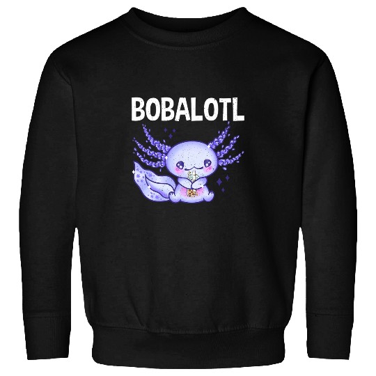 Cute Bobalotl Drinking Bubble Milk Boba Tea Axolotls Anime Sweatshirts