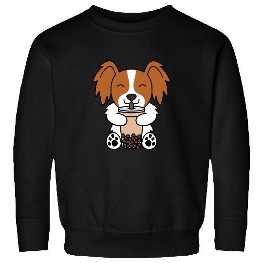 Boba Bubble Milk Tea Papillon Dog Sweatshirts