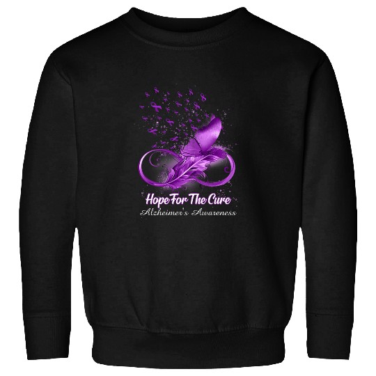 Hope For The Cure Ribbon Butterfly Alzheimers Awareness Sweatshirts