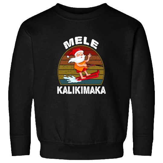 Surf Life Mele Kalikimaka Hawaiian Christmas Hawaii Surfing Santa Sweatshirts