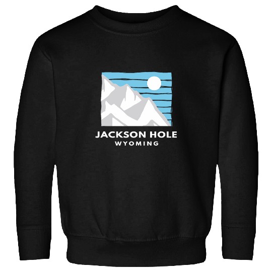 Retro Cool Jackson Hole WY Mountain Blue Sky Moon Novelty Sweatshirts