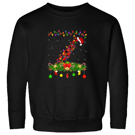 Funny Matching Red buffalo plaids Trumpet Christmas Pajama Sweatshirts