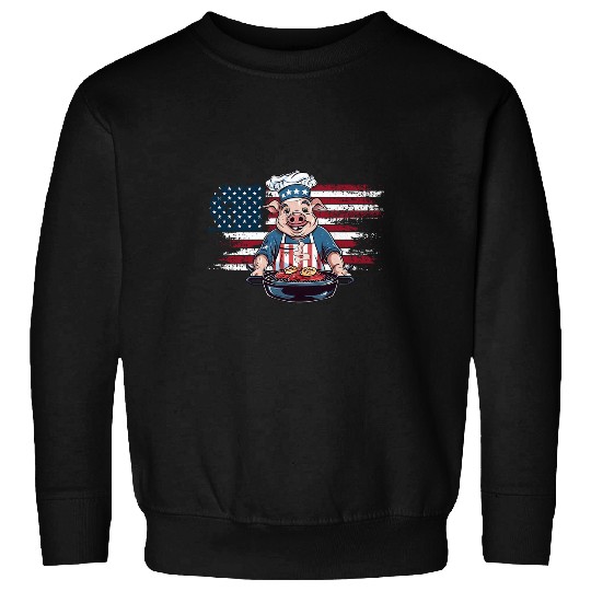 Funny 4th of July Pig Grilling BBQ Party Barbecue Pig Grill 22 Sweatshirts
