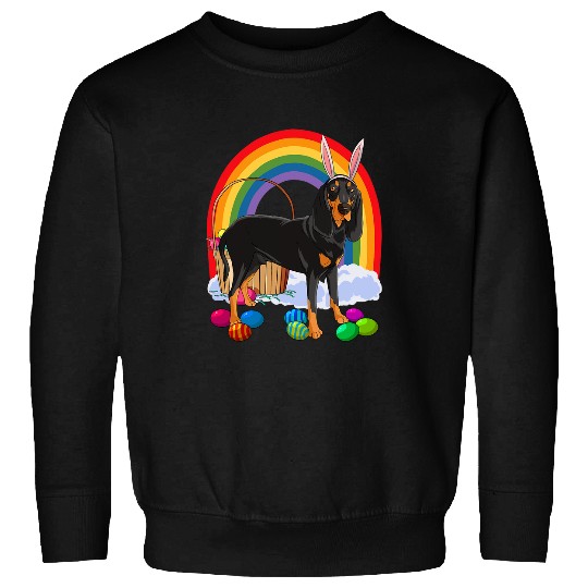 Black and Tan Coonhound Easter Eggs Bunny Dog Sweatshirts