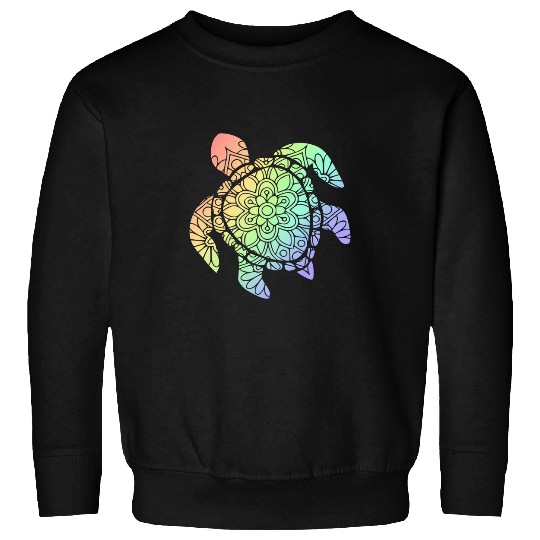 Turtle Pet Pastel Rainbow Mandala Boho Sweatshirts