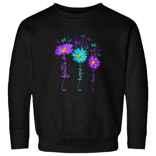 Faith Hope Love Butterfly Daisy suicides Prevention Awareness Sweatshirts