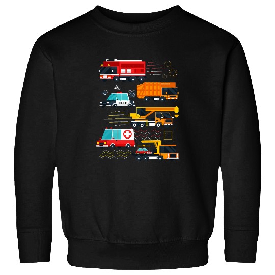 Retro Police Car Fires Truck Ambulance Vehicles Sweatshirts