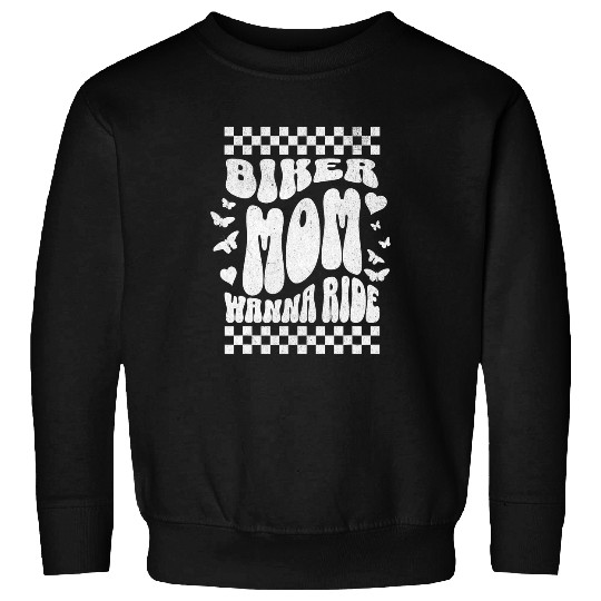 vintages Biker Mom Groovy American Motorbike Butterflies Sweatshirts